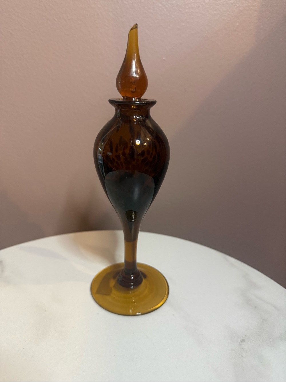 Amber Art Glass Decorative Perfume Bottle - Home Accents